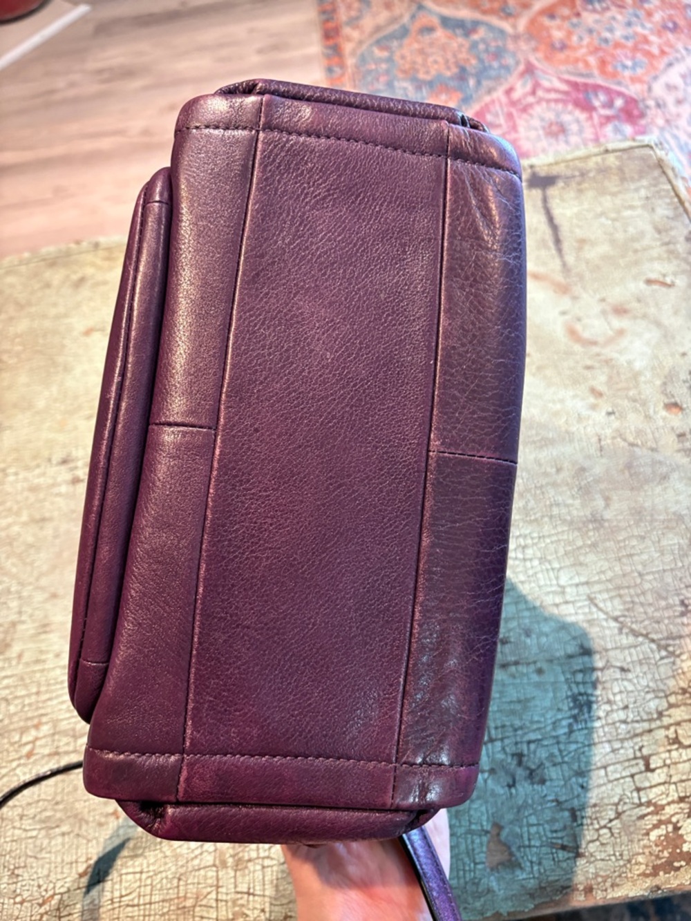 Coach Sadie Madison Satchel 26624 Eggplant Purple Leather Crossbody - Picture 9 of 9